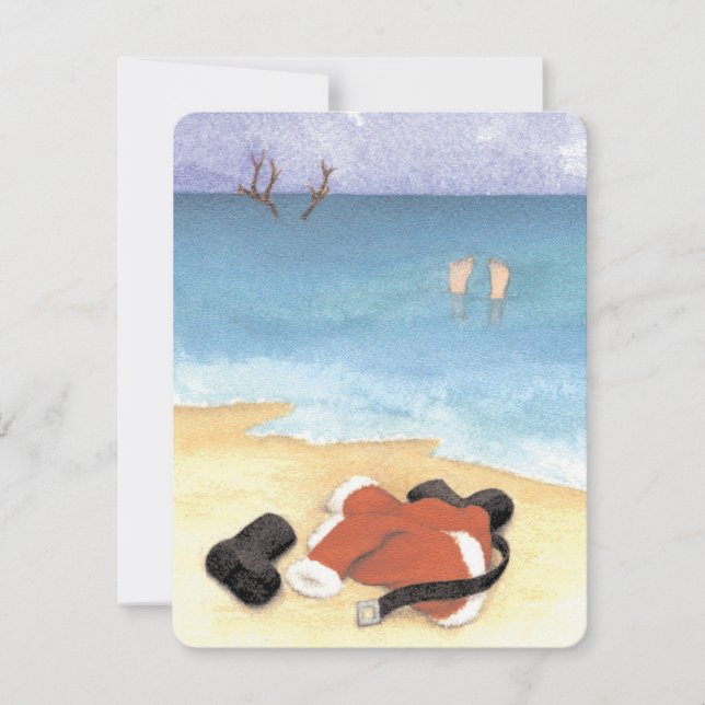 Santa in for a Swim  Holiday Card (Front)