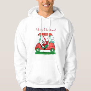 Santa In Golf Cart Merry Christmas T-Shirt Hoodie