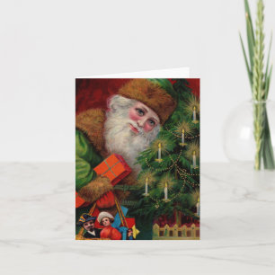 Santa in Green Note Card