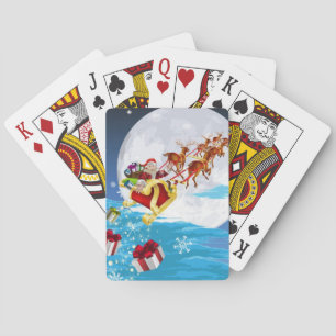 Santa in his sled playing cards