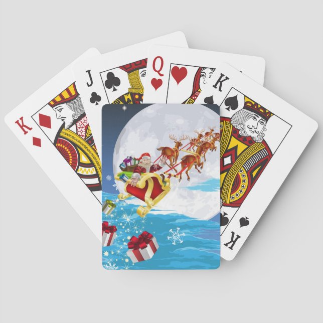 Santa in his sled playing cards (Back)