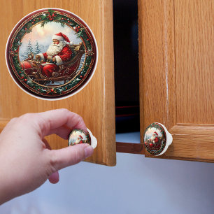 Santa in His Sleigh Ceramic Knob
