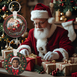 Santa in His Sleigh  Key Ring