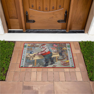 Santa in his Workshop, Merry Christmas, Doormat