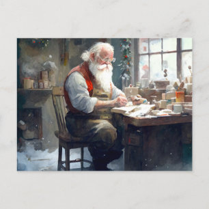 Santa in his Workshop Postcard