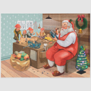 Santa in his Workshop Tissue Paper