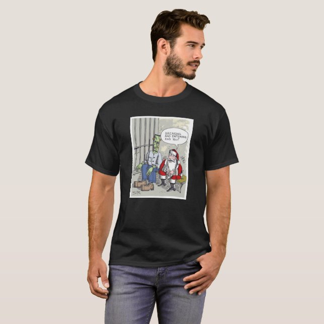 Santa In Jail blackT-shirt T-Shirt (Front Full)
