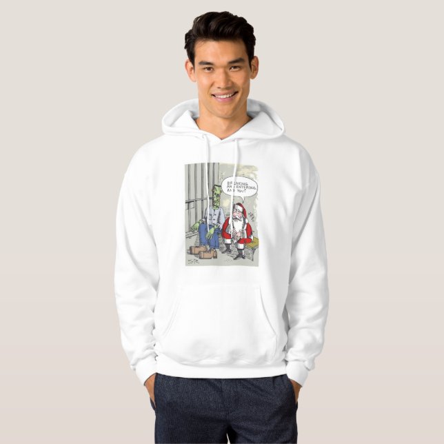 Santa In Jail white hooded sweatshirt (Front Full)