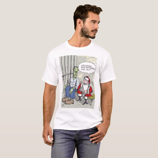 Santa In Jail white T-shirt (Front Full)