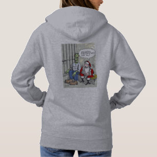 Santa In Jail women gray hooded sweatshirt back