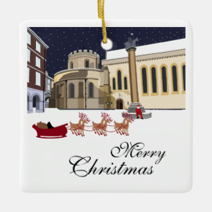 Santa In London Christmas Ceramic Ornament