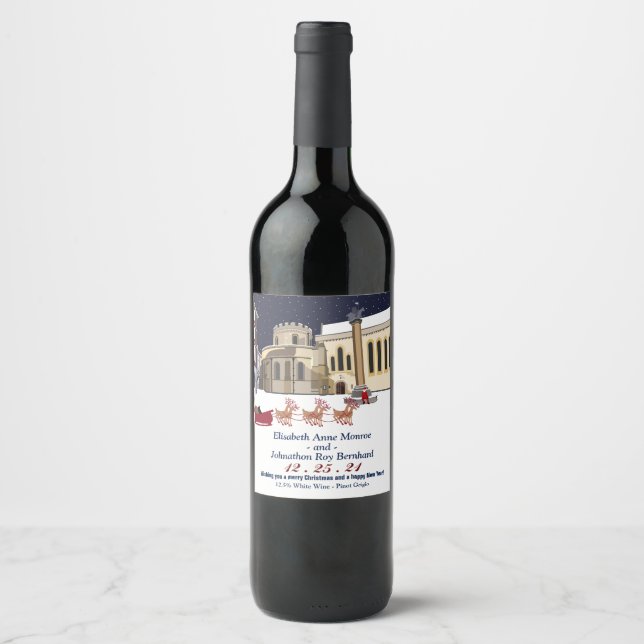 Santa In London Christmas Wine Label (Front)