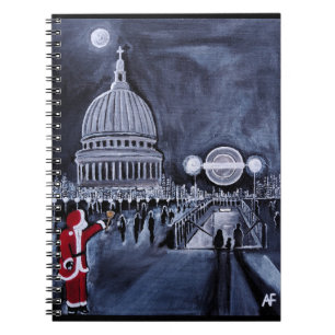 Santa in London Painting by Alfred Fox Notebook