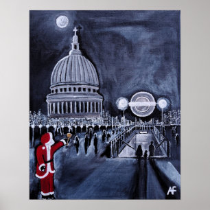 Santa in London Painting by Alfred Fox Poster