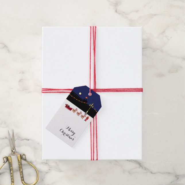 Santa In Madrid Christmas Gift Tags (With Twine)