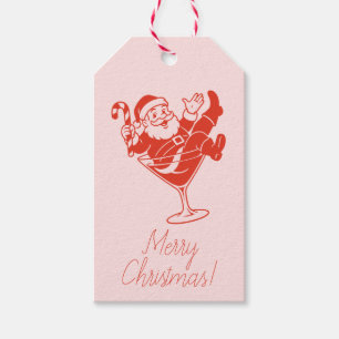 Santa in Martini Glass Christmas Gift Tags