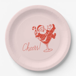 Santa in Martini Glass Paper Plates