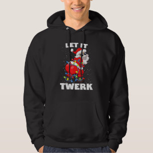 Santa In Mask Christmas Tree Lights Let It Twerk T Hoodie