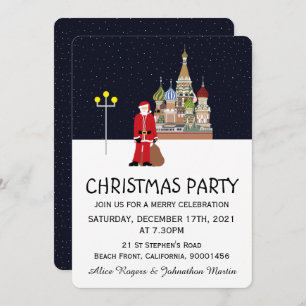 Santa In Moscow Christmas Party Invitation
