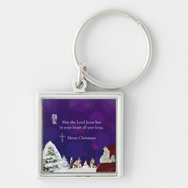 Santa in Nativity Key Ring (Front)