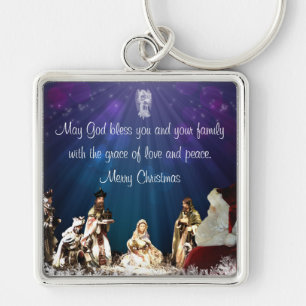 Santa in Nativity Key Ring