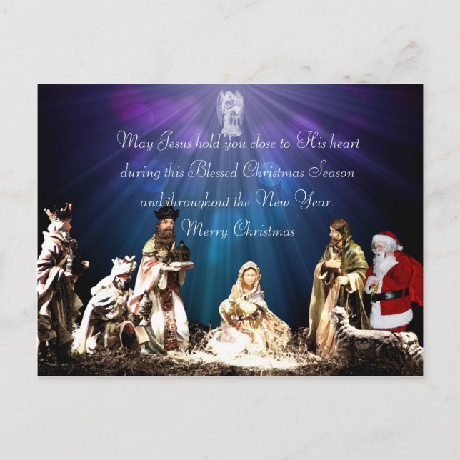 Santa in Nativity Postcard (Front)
