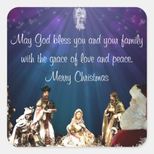 Santa in Nativity Square Sticker