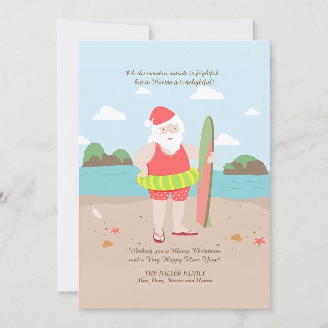 Santa in Paradise Holiday Card (Front)