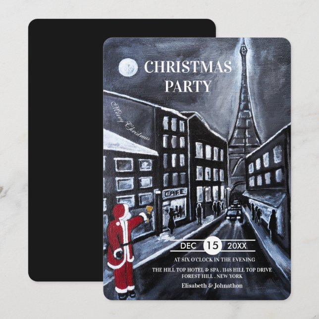 Santa in Paris Christmas Party Invitation (Front/Back)