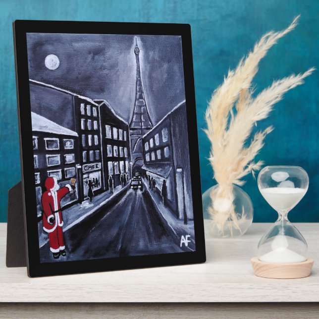 Santa in Paris Painting by Alfred Fox Plaque (Side)
