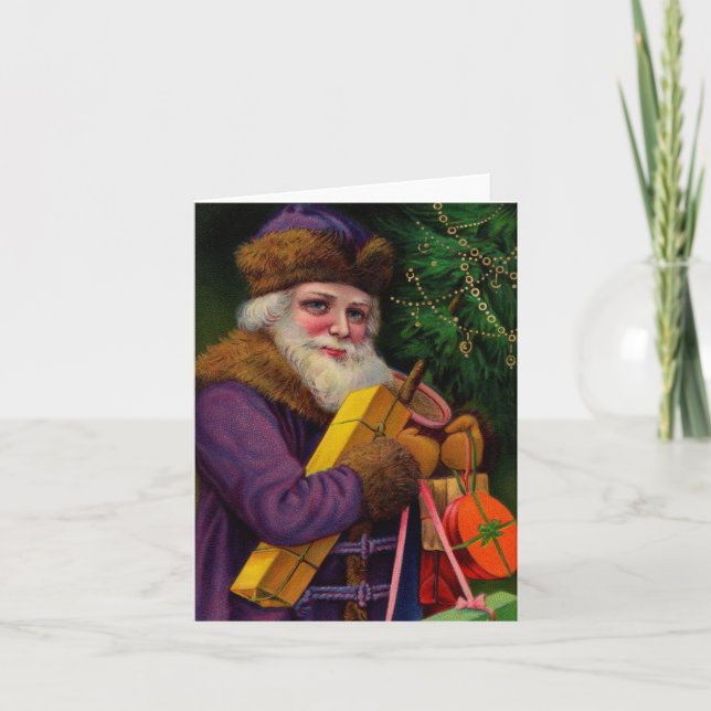 Santa in Purple Note Card (Front)