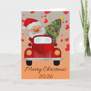 “Santa in Red Car Christmas Card 2025 