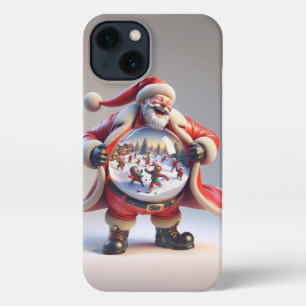  Santa in Red with Big Snow Globe, Christmas, Auth iPhone 13 Case