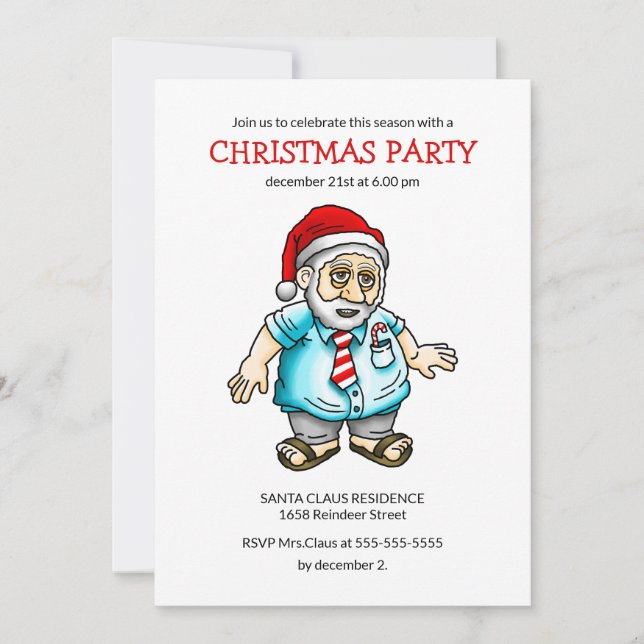 Santa in Sandals Party Invitation (Front)