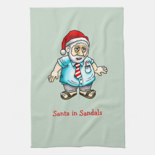 Santa in Sandals Tea Towel