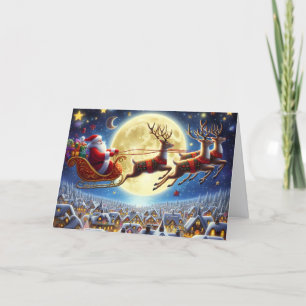 Santa in Sleigh Holiday Card