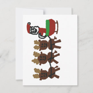 Santa In Sleigh With Reindeer Card