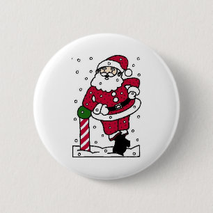 Santa In Snow 6 Cm Round Badge