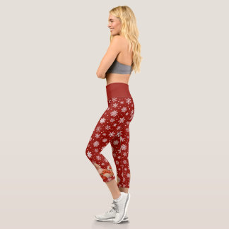 Santa in Snow Capri Leggings