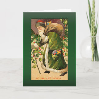 Santa in Snow Greetings Holiday Card