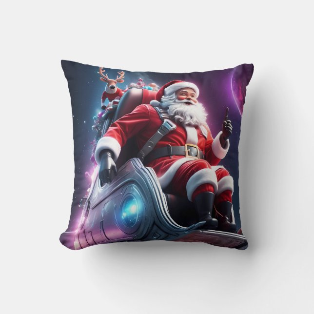 Santa in Space | A Futuristic Christmas Odyssey Cushion (Front)