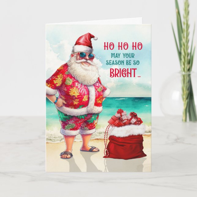 Santa in Sunglasses Funny Christmas Holiday Card (Front)