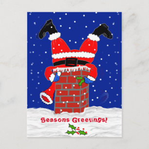 Santa in the Chimney Postcard