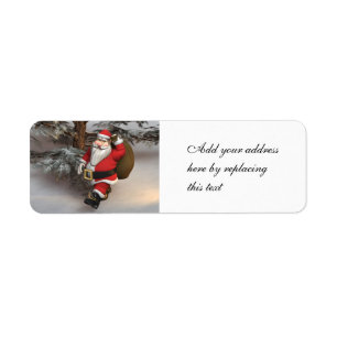 Santa in the Forest Return Address Label