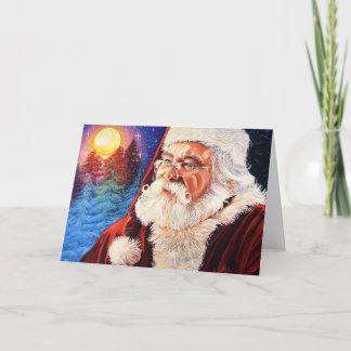 Santa in the Moonlight Christmas Card