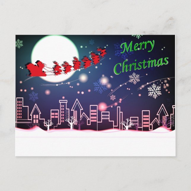 Santa in the Night Sky Postcard (Front)