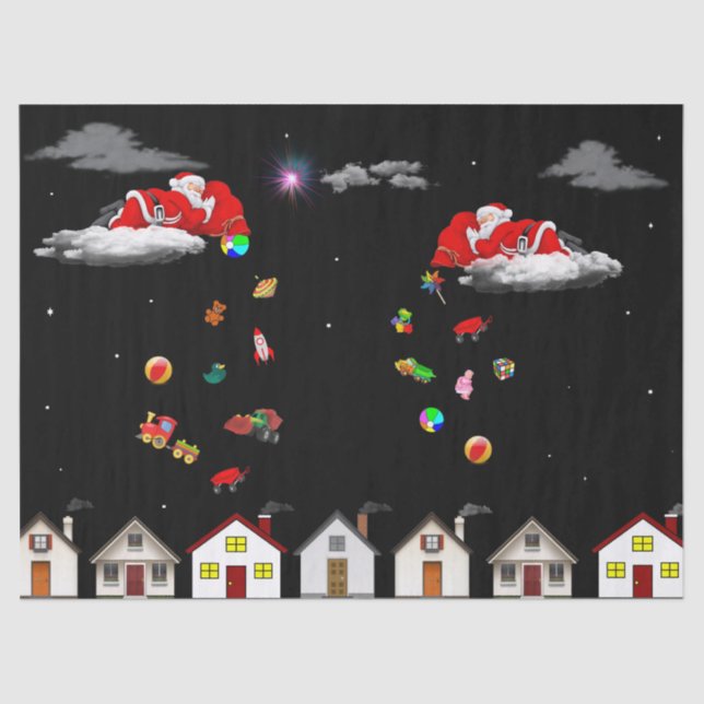 santa in the skies tissue paper (Front)