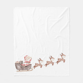 Santa in the Sleigh Fleece Blanket