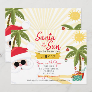 Santa in the sun summer party Australian Christmas Invitation