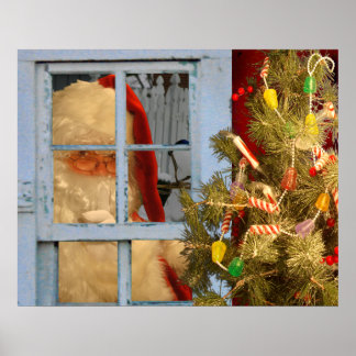 Santa In The Window Poster